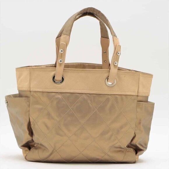 Chanel Paris Biarritz GM Coated Canvas Tote Bag Gold SilverMetal - Picture 2 of 13